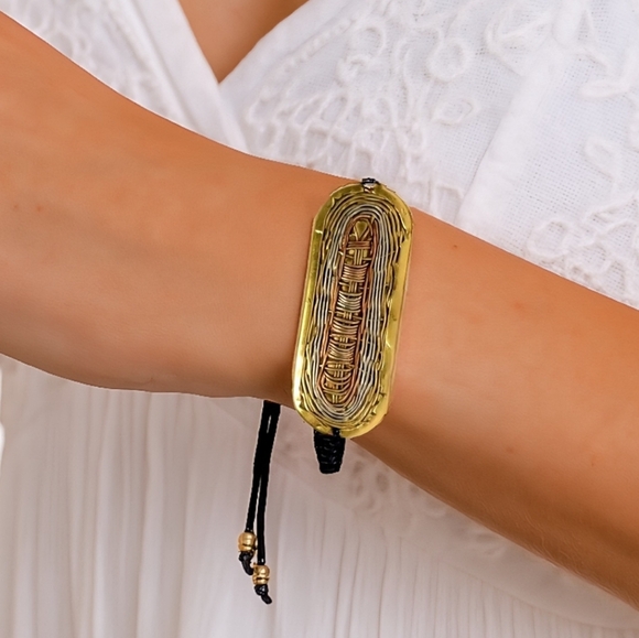 🆕Handcrafted Brass Artisan Bracelet | Adjustable Cord Anklet or Wristwear - Picture 3 of 15
